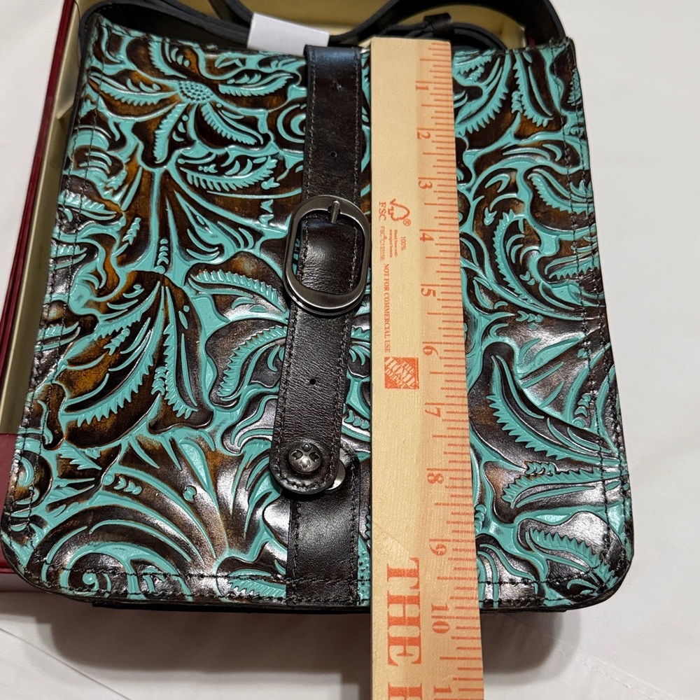 Patricia Nash Venezia Crossbody Bag Turquoise Tooled Leather Gift box NIB - Picture 8 of 9